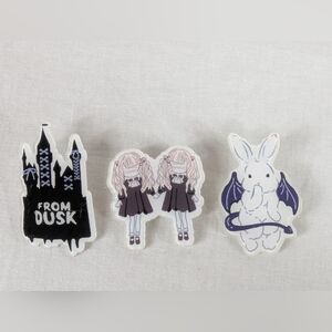 Goth Pin Set Backpack Pins From Dusk Castle Lolita Shining Twins Girls Bunny